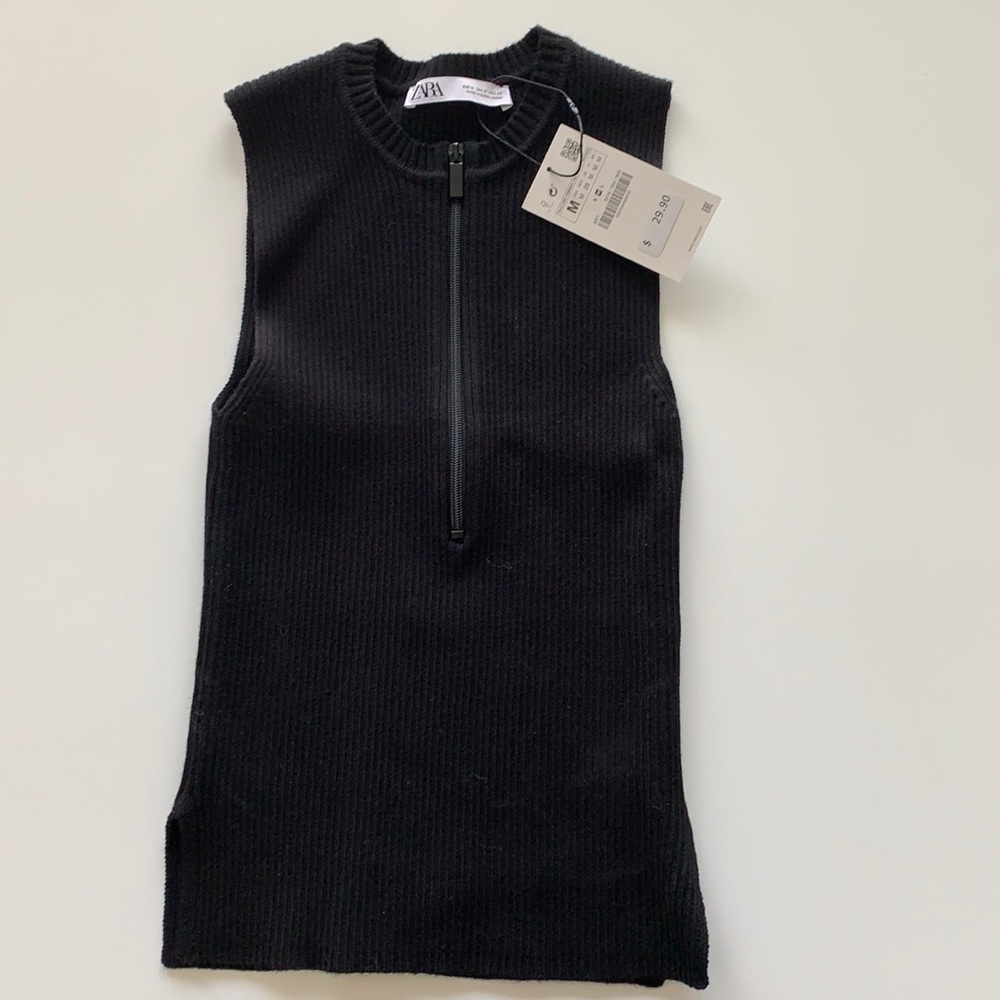 BNWT Zara black knit top